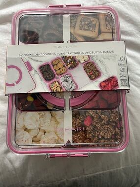 Tahari Home 8-Compartment Divided Serving Tray in Pink